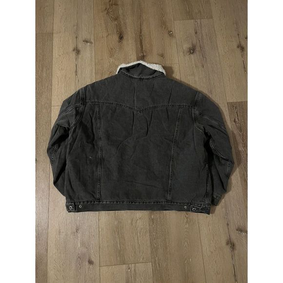 Levi’s Mens Silvertab Black Sherpa Lined Trucker Jacket Size XL - Picture 2 of 3